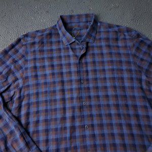 Zachary Prell Plaid Button Shirt Mens XL Long Sleeve Blue